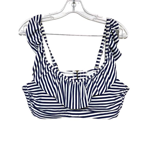 Vineyard Vines for Target Other - Vineyard Vines for Target Bikini Top Ruffle White Blue Striped Nautical Women 1X